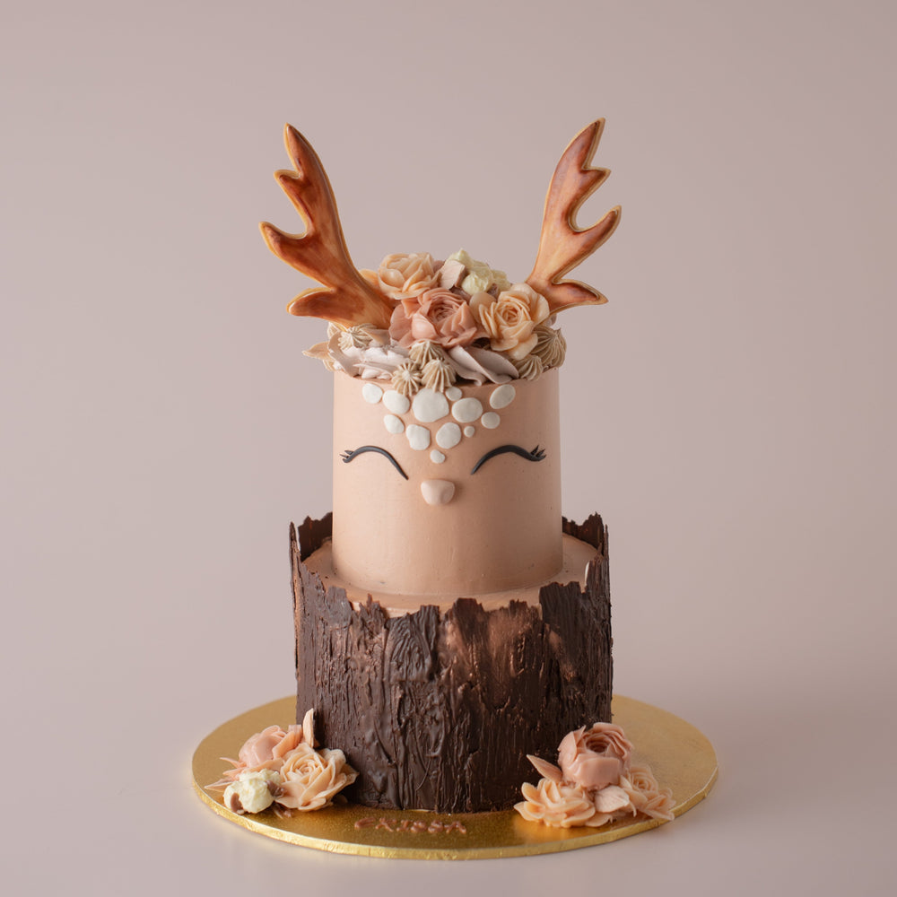 Two tier Rustic Deer Cake