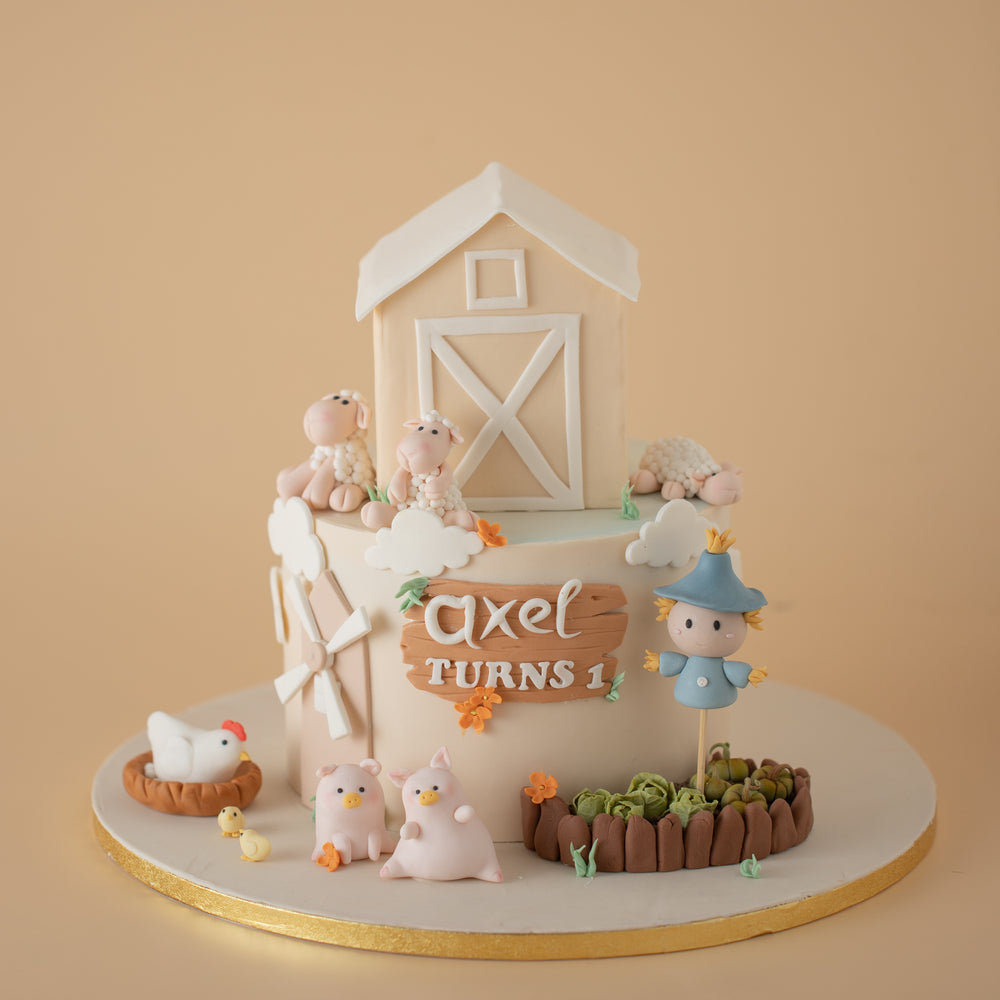 Two Tier Farm Theme Cake