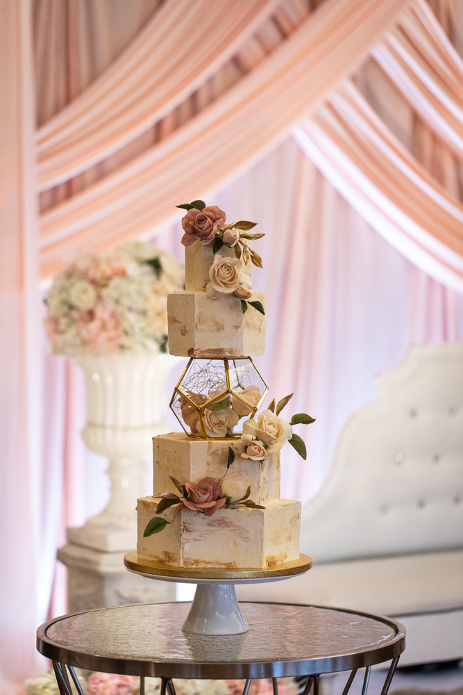Rustic Hexagon Wedding Cake