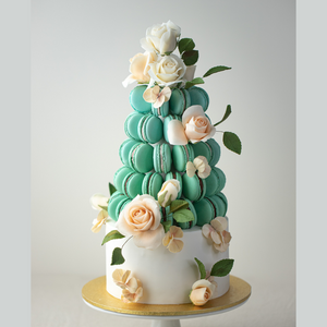 
                  
                    Load image into Gallery viewer, Sugarflower Macaron Tower Wedding Cake
                  
                