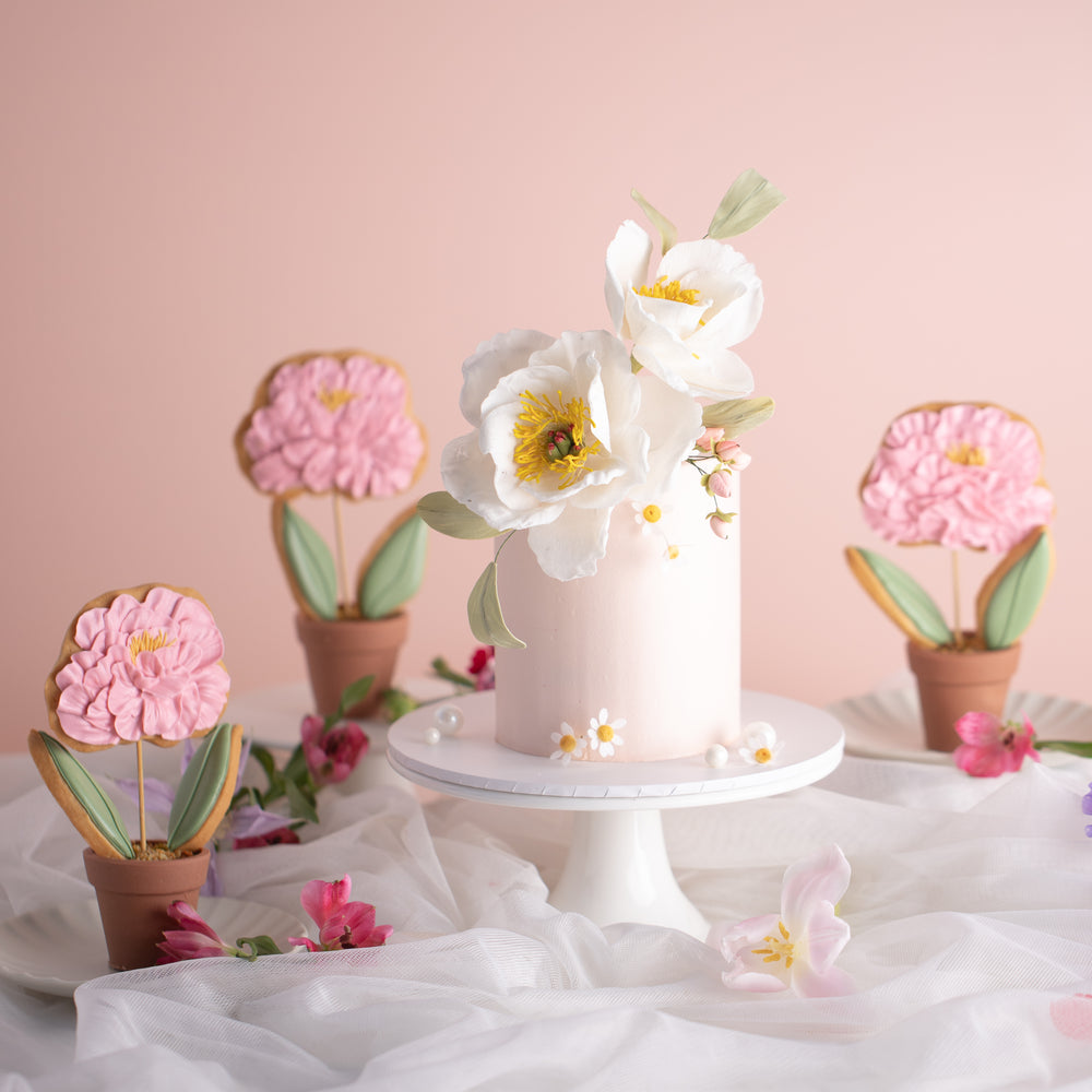 2024 Mothers Day Special: Spring Sophistication [Sugar Peony Cake + Flower Cookies Set]