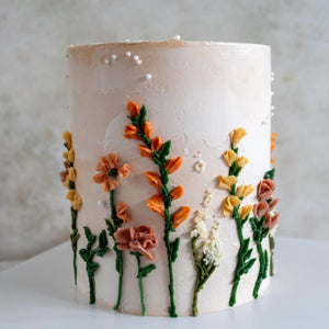 
                  
                    Load image into Gallery viewer, &amp;quot;Ella&amp;quot; Handpiped Buttercream Floral Cake
                  
                