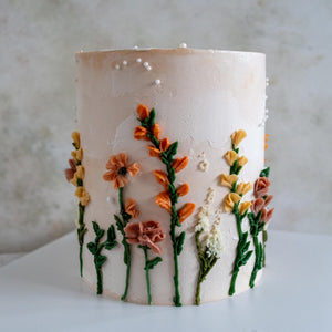 
                  
                    Load image into Gallery viewer, &amp;quot;Ella&amp;quot; Handpiped Buttercream Floral Cake
                  
                