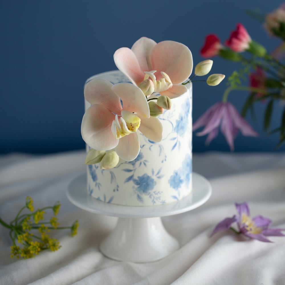 Royal Copenhagen Cake with Edible Sugar Orchids